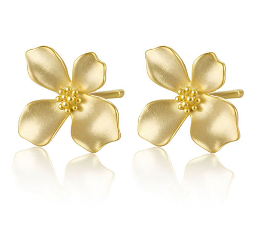Khuyên Tai Hoa Mai Bạc S925 Mạ Vàng 18K